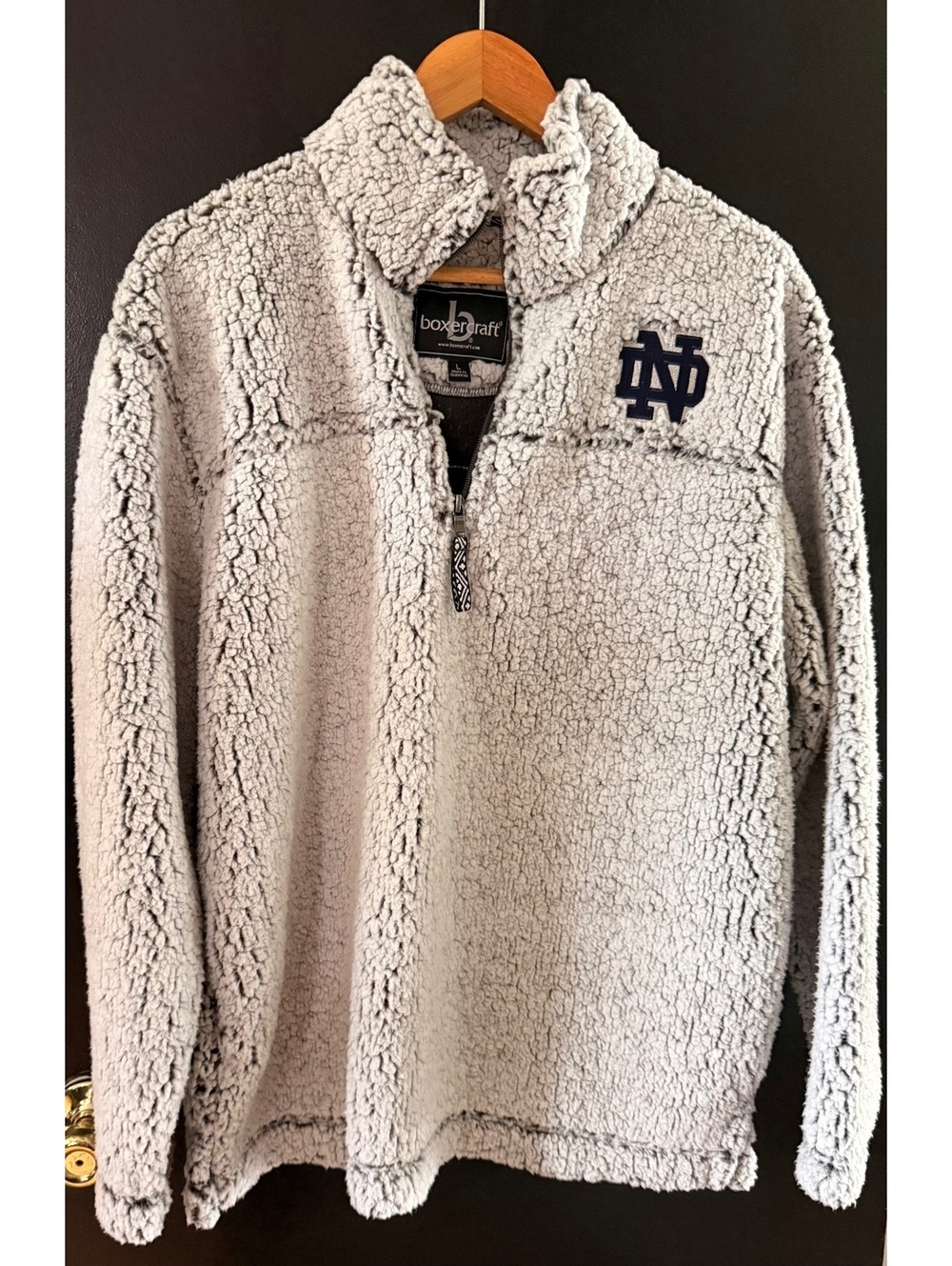 Boxercraft Notre Dame Fighting Irish Sherpa Quarter Zip Pullover Large